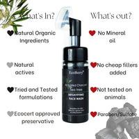 EcoBerry Activated Charcoal Teatree Face Wash | For Acne Prone, Oily Skin, Detoxifies Skin, Organic, Non Comedogenic, Paraben Free, Chemical Free, Cruelty Free, Mineral Oil Free, Preservative Free, Vegan