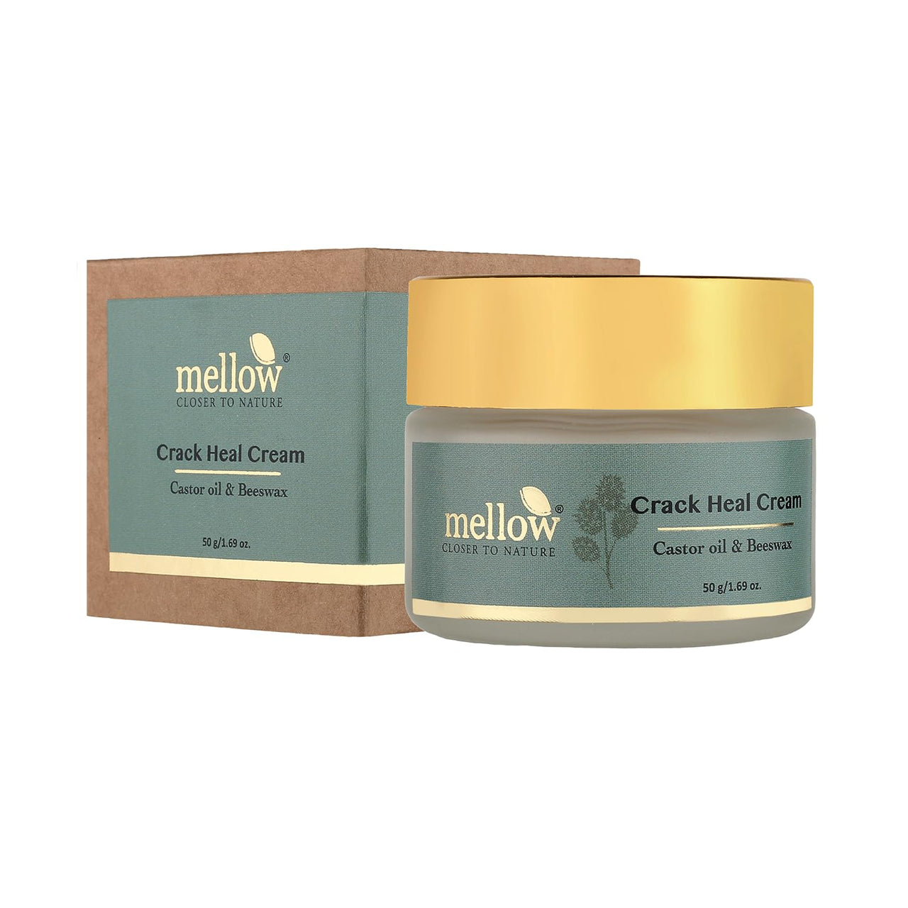 Mellow Herbal Crack Heal Foot Cream | Ayurvedic for Cracked Heels & Dry Skin | Enriched with Beeswax, Sesame Oil & Castor Oil | Deep Nourishment & Fast Healing | Paraben-Free & Ayush Certified | 50g