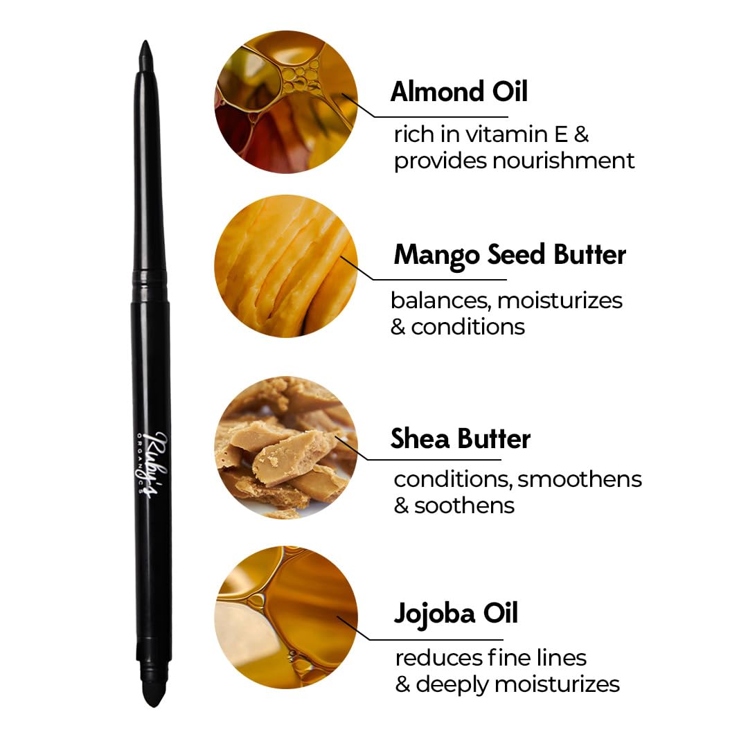 Ruby's Organics Kohl Eyeliner Beauty Gift Kit for Women- with In-Built Smudger,Extra Smooth & Long Lasting Kajal,Organic Eye Makeup,100% Natural,Black & Brown-0.35g each- Combo Pack of 2,Solid