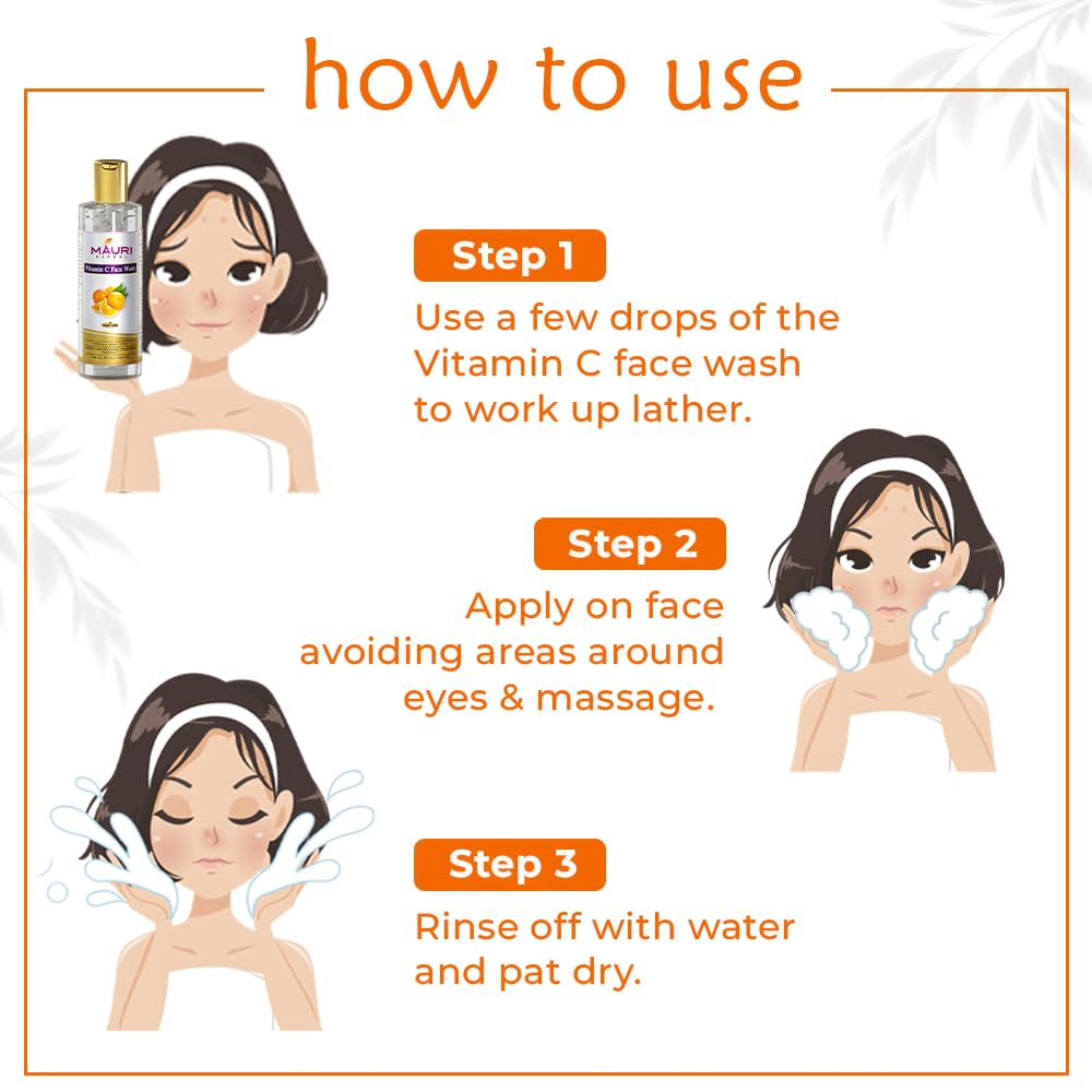 Khadi Mauri Herbal Vitamin C Face Wash With Powerful Cleanser, Brightens Complexion, Boosts Skin Tone, 210 Ml