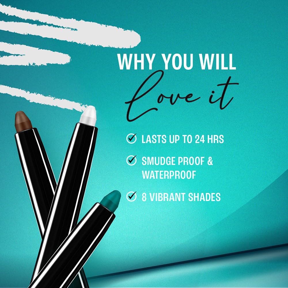 Lakmé Eyeconic Black Kajal, Matte Kohl Liner in a Twist Up Pencil - Waterproof, Smudge Proof & Long Lasting Eye Makeup, 0.35 g (Pack of 2)