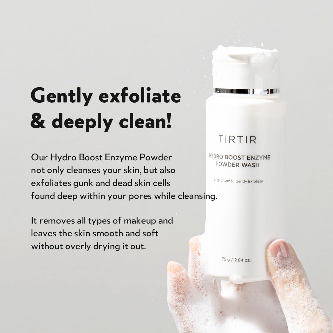 TIRTIR Hydro Boost Enzyme Cleansing Powder | Korean Skincare Face Cleanser with Enzymes & Hydration Boost | Mild Powder Wash for Daily Use