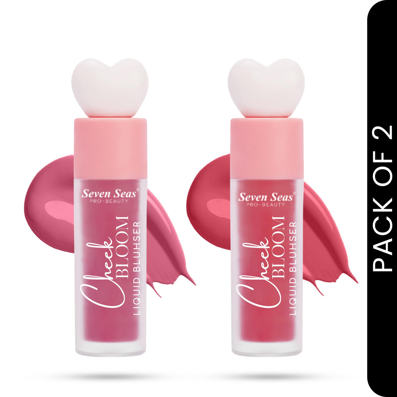 Seven Seas Cheek Bloom Liquid Blusher, 2-in-1 Lip Gloss and Blush, Long Lasting, (Chic Pink & Rosy Cheeks) Pack of 2