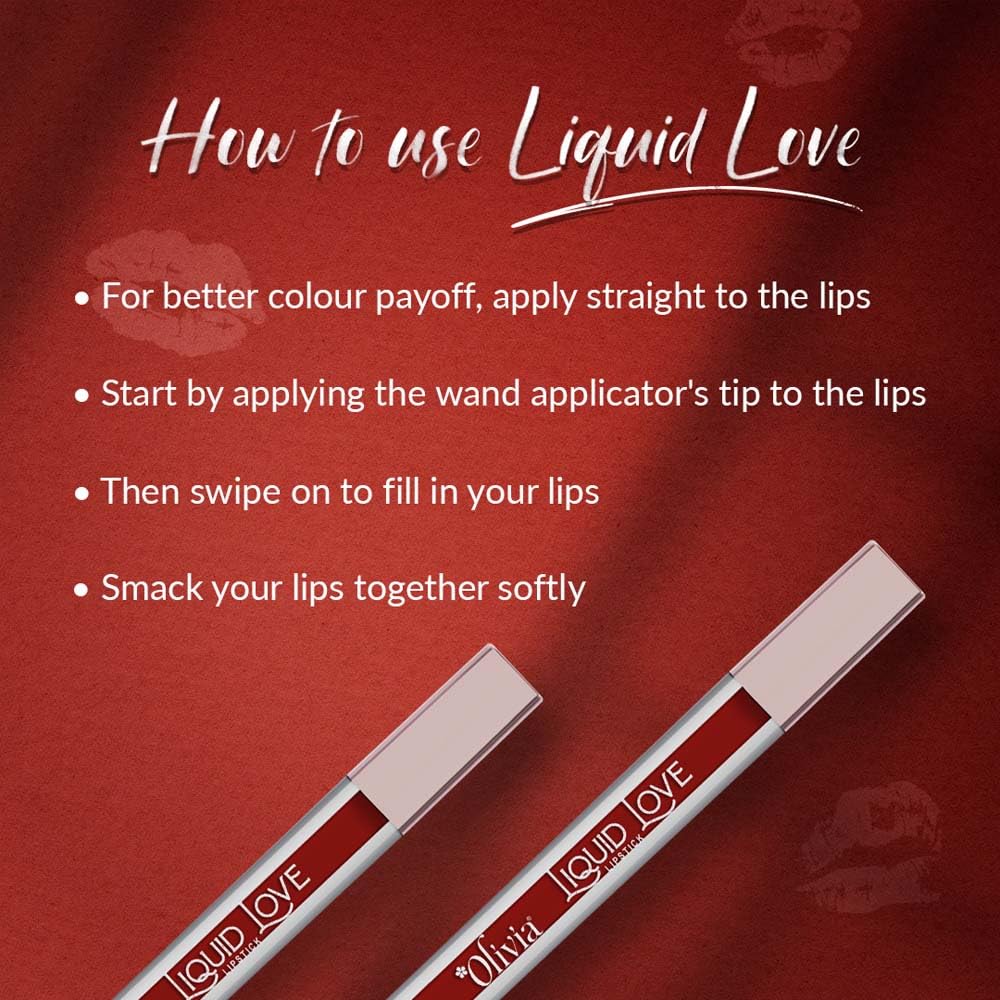 Oliva Liquid Lipstick, 12HR Long-lasting Matte Lipstick, Non Transfer, High Coverage, Water & Smudge Proof, Light Weight & Cruelty-Free - 2ml (Rebel Red 5)