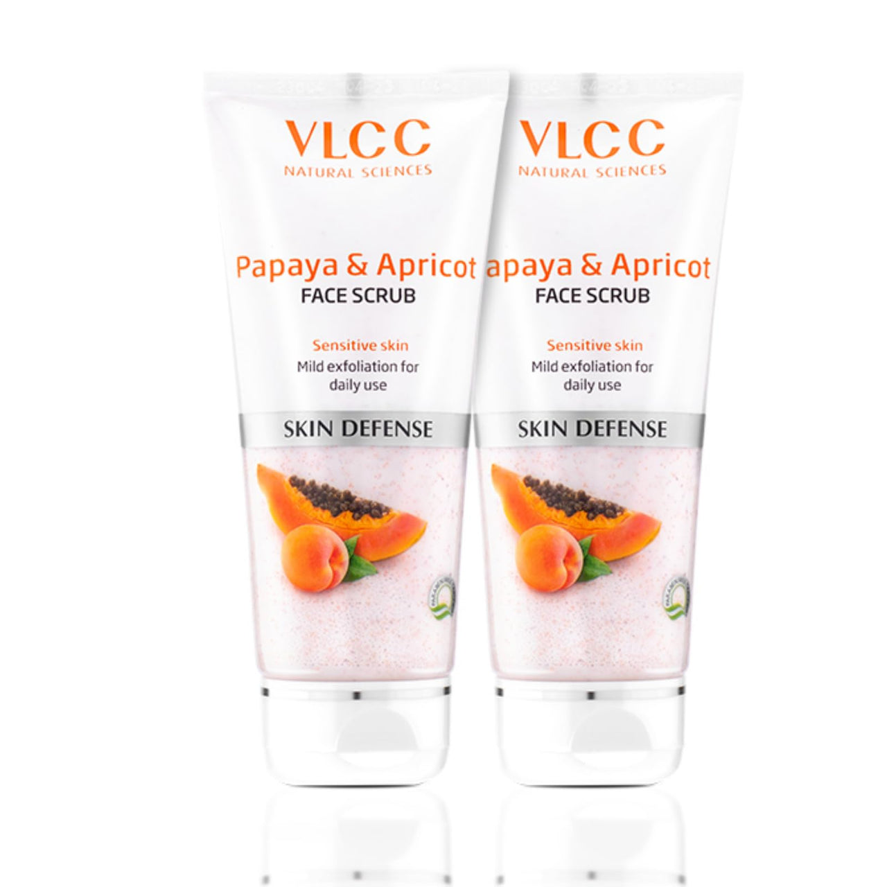 VLCC Papaya & Apricot Face Scrub - 80g - (Pack of 2) | Gentle Scrub to Remove Dead Skin, Dirt | Mild Exfoliating Scrub | Sensitive Skin Scrub | Remove Blackheads & Whiteheads.