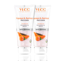 VLCC Papaya & Apricot Face Scrub - 80g - (Pack of 2) | Gentle Scrub to Remove Dead Skin, Dirt | Mild Exfoliating Scrub | Sensitive Skin Scrub | Remove Blackheads & Whiteheads.