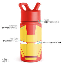 Simple Modern Marvel Iron man Kids Water Bottle with Straw Lid | Insulated Stainless Steel Reusable Tumbler Gifts for School, Toddlers, Boys | Summit Collection | 18oz, Iron Man Red Snapper