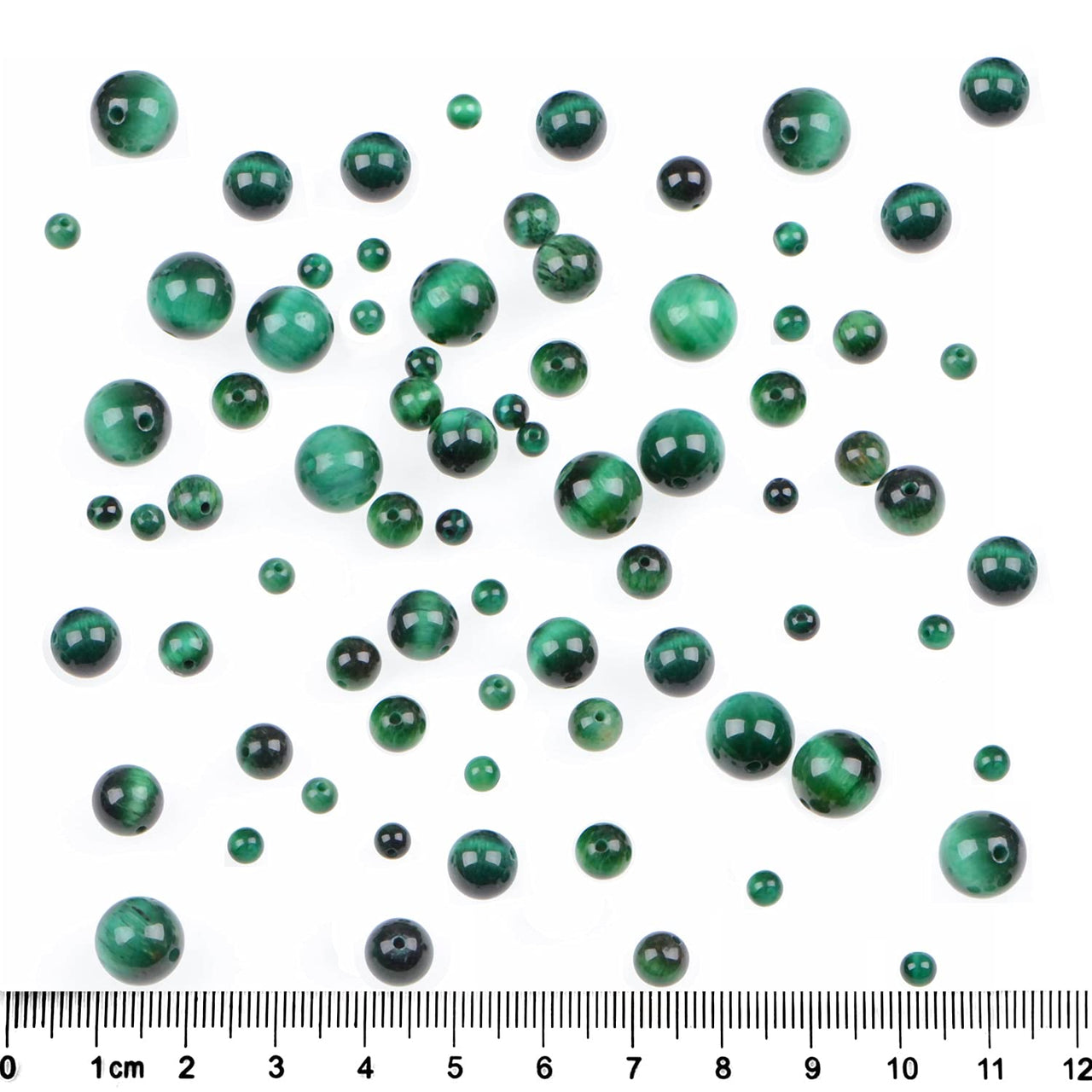 Bymitel 140pcs Natural Crystal Beads Stone Gemstone Round Energy Healing Loose Beads with Stretch Cord for Jewelry Making Bracelets Anklets (Green Tiger's  Eye, 8mm 140pcs) Green Tiger's  Eye