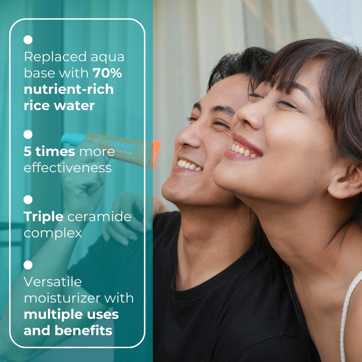 Skinvest Face Hug Barrier Repair Moisturizer with 70% Rice Water | Deep Hydration, Skin Barrier Repair & Brightening | Ceramides, Peptides & Niacinamide | Overnight Sleeping Mask | Lightweight | 50ml