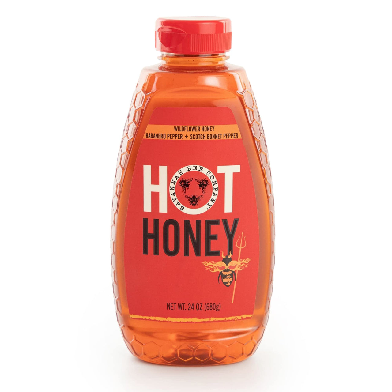 Savannah Bee Company Hot Honey Gluten Free and 100% Pure Honey Infused with Sweet Wildflower Honey and Heat from Scotch Bonnet and Habanero Peppers 24 oz
