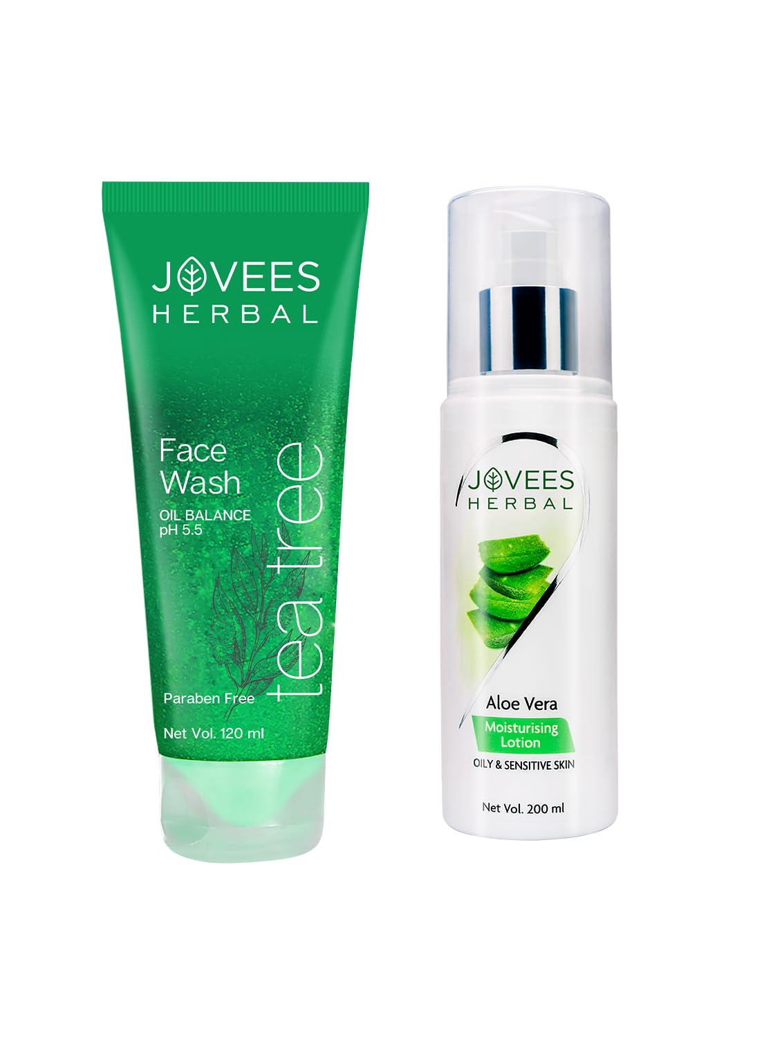 Jovees Herbal Tea Tree Oil Control Face Wash | For Oily & Acne Prone Skin Reduces Dark Spots And Aloe Vera Moisturising Lotion Hydrates Skin | For Oily & Sensitive Skin