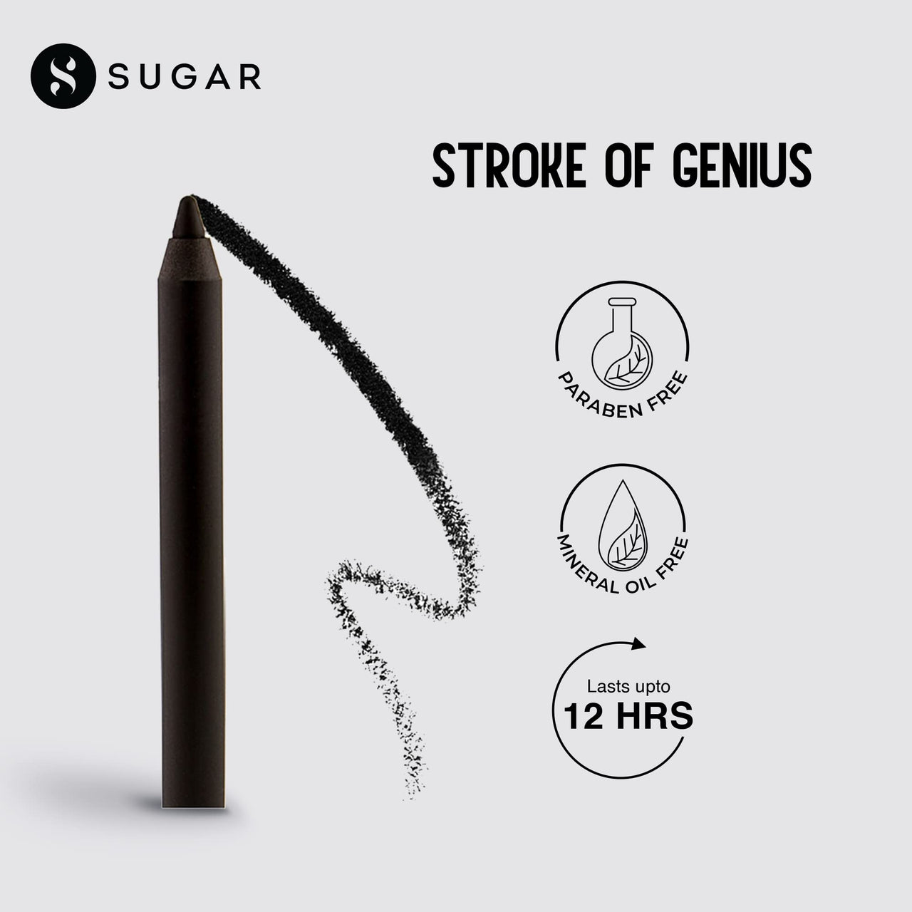 SUGAR Cosmetics Stroke Of Genius Heavy-Duty Kohl with Sharpner | Long Lasting, Smudge Proof & Waterproof Kajal Pencil | Matte Finish | 1.2gm - 01 Back To Black (Black)
