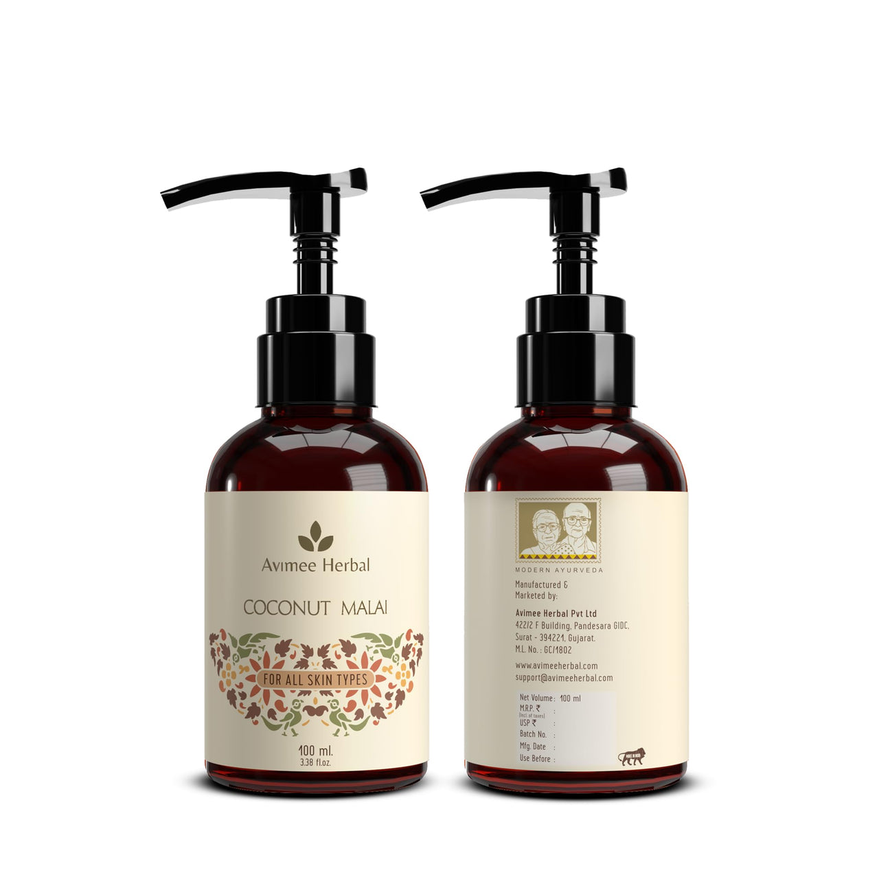 AVIMEE HERBAL Coconut Malai Cream | For Healthy Skin And Hair | 100 Ml