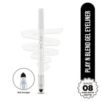 Hilary Rhoda Play n Blend Gel Eyeliner | One Stroke Application | Highly Pigmented | Matte & Shimmer Finish | 2 in 1 Smudger + Eyeliner | Butter Smooth Texture | 1.5g - (Pure White| Shade 08)