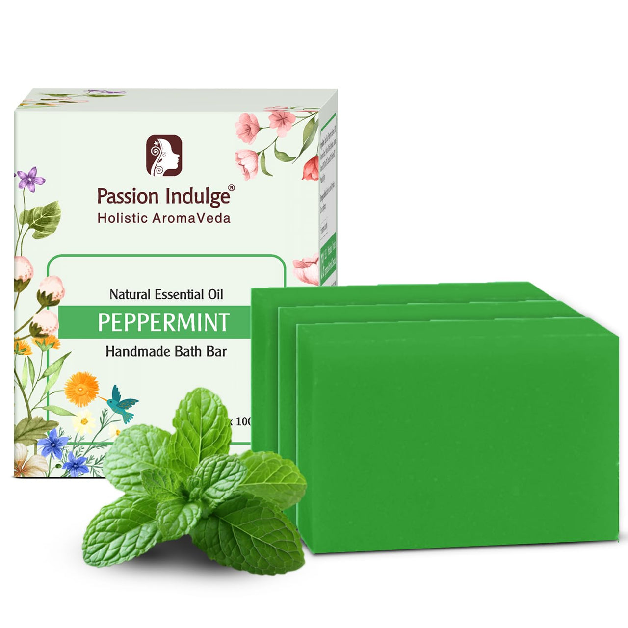 Passion Indulge Natural Handmade Bath Bar Soap - Peppermint (Pack of 3)