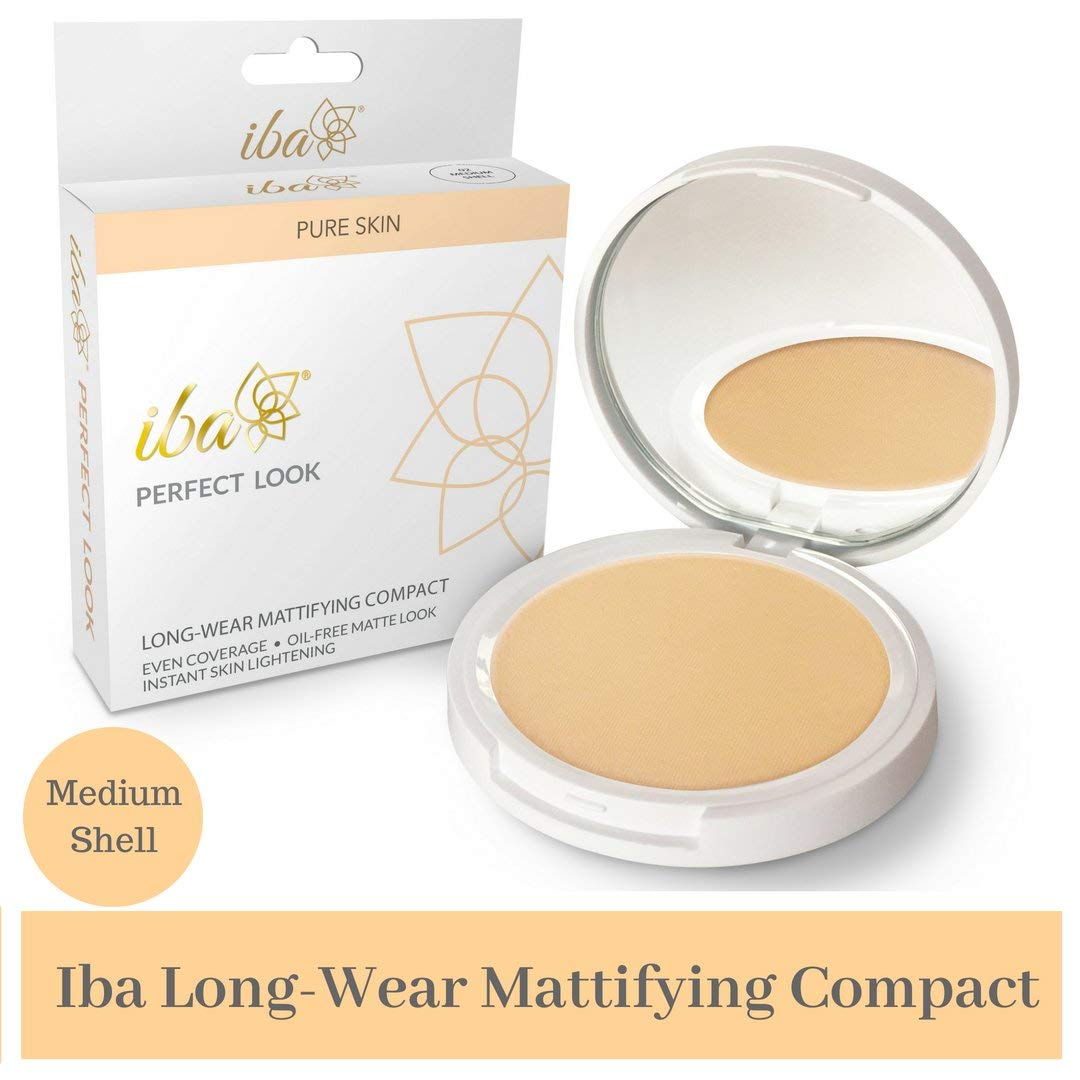 Iba Halal Care Perfect Look Long Wear Mattifying Acne Prone Compact, 02 Medium Shell, 9G & Halal Care Pure Skin Liquid Foundation, Natural Beige, 30Ml