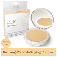 Iba Halal Care Perfect Look Long Wear Mattifying Acne Prone Compact, 02 Medium Shell, 9G & Halal Care Pure Skin Liquid Foundation, Natural Beige, 30Ml