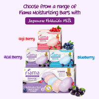 Fiama Moisturizing Soap Bars Celebration Pack, Japanese Hokkaido Milk & Berries, Fiama Soaps Pack of 5, Non-Sticky Moisturized Skin, 1/3rd Skin Moisturizers, Vitamin F, Buy 4 Get 1 Free