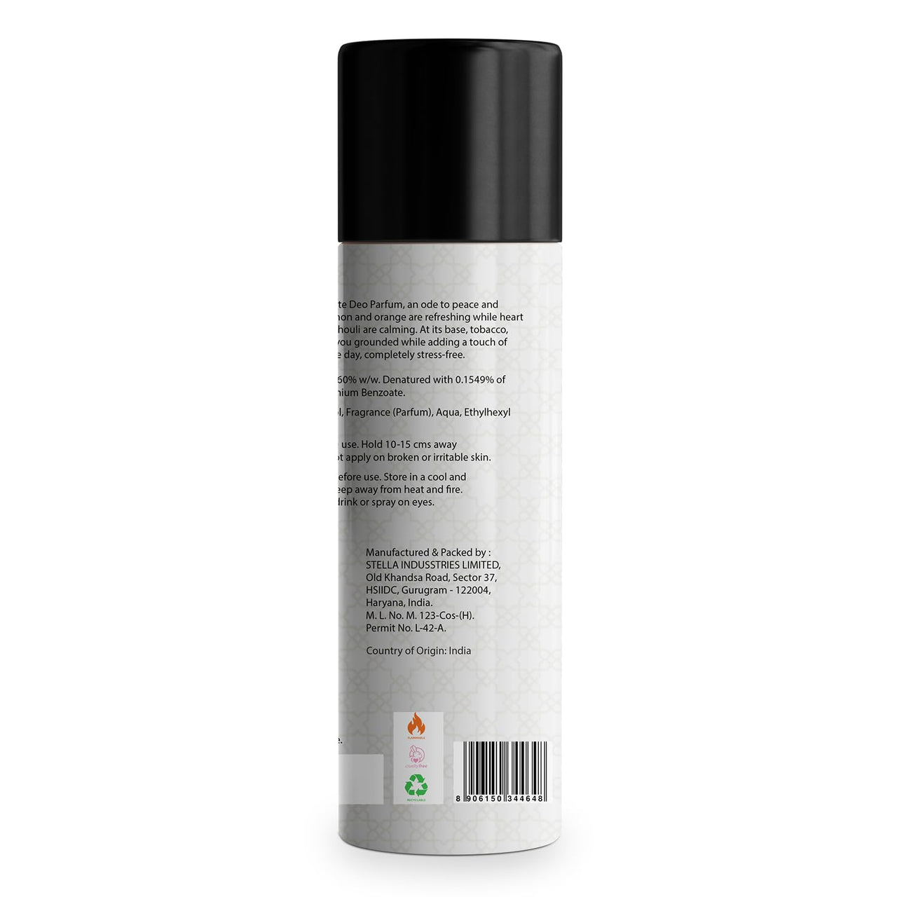 Bella Vita Luxury Oud White No Gas Body Spray Deodorant Parfum For Men With Orange, Fressia & Tobacco | Woody Long Lasting Body Perfume Deo 150 Ml