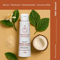 Ramahara Skin Luminance Clear Skin Powder Cleanser with Neroli & Patchouli 100% Natural Powder Face Wash, Skincare for Refreshed Face - Cleanses & Nourishes oily-combination skin, 60g