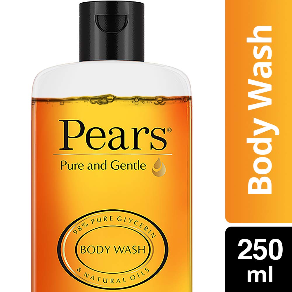 Pears Pure and Gentle Body Wash 250 ml & Pears Pure & Gentle Soap Bar (Combo Pack of 8) - With Glycerin for Soft