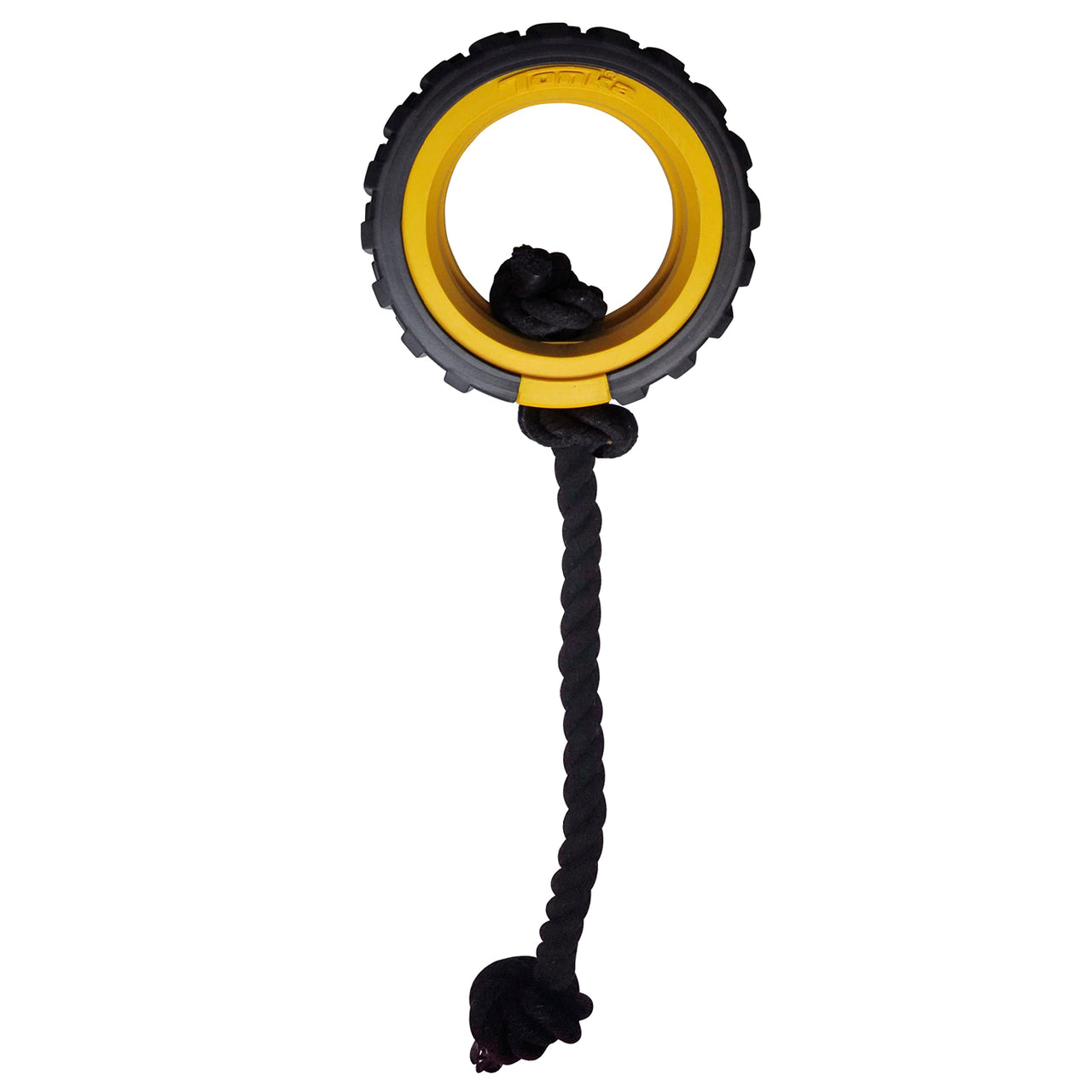 Tonka Mega Tread Rope Tug Dog Toy, Lightweight, Durable and Water Resistant, 15 Inches, for Medium/Large Breeds, Single Unit, Yellow/Black 15 in Mega Tread