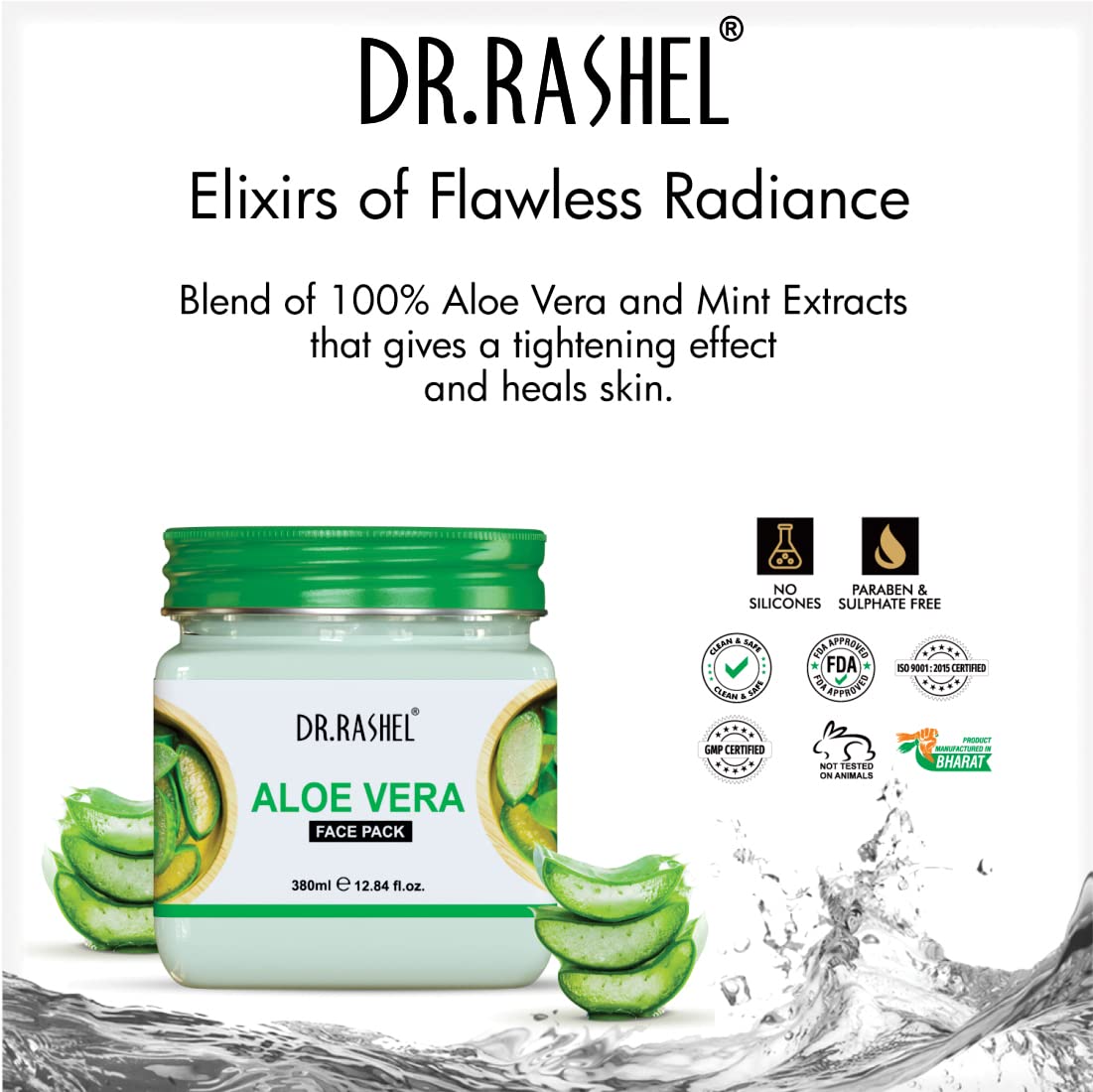 DR.RASHEL Aloe Vera Face Pack for Glowing Skin, Oil Control, Acne, Pimples, Detan, Blemishes, Pigmentation & Brightening, Face Cleansing for Face & Body (380 Ml)