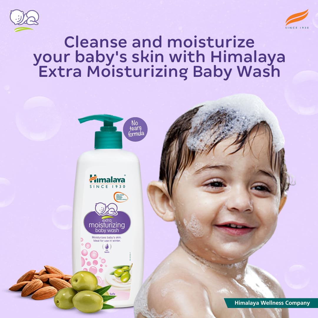 Himalaya Extra Moisturizing Baby Wash, 400 Ml&Baby Care Extra Moisturizing Baby Wash, 200Ml