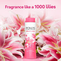 POND's  Dreamflower, Pink Lily Fragrant Talcum Powder, 400G, For Long-Lasting Fragrance, With Vitamin B3, Glowing Skin, For Men & Women
