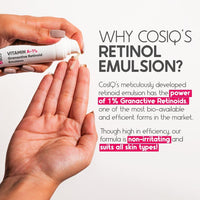 Cos-IQ 1% Vitamin A Granactive Retinoid Emulsion Face Serum | Vit-A Anti Ageing Night Cream Serum for Wrinkles, Fine Lines & Acne | For Women & Men | 30ml