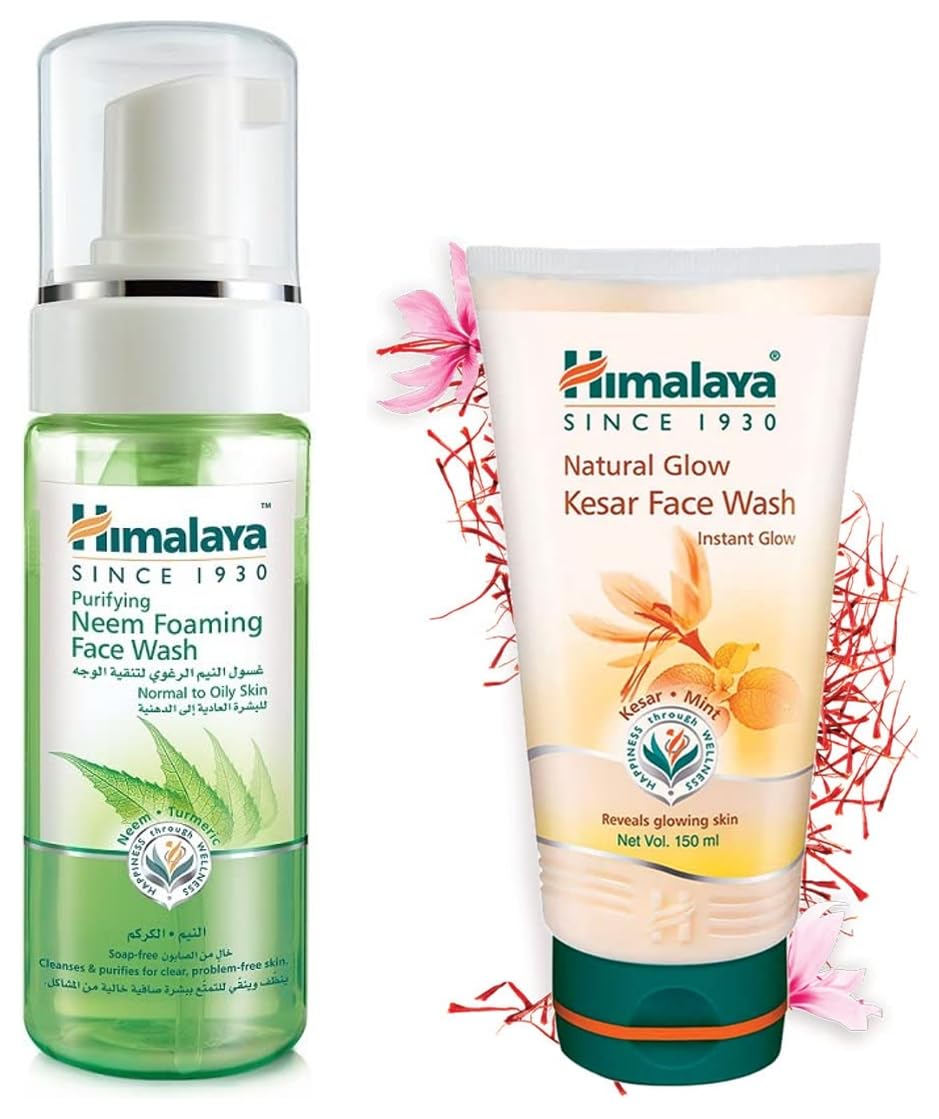 Himalaya Herbals Purifying Neem Foaming Face Wash, 150ml & Fairness Kesar Face Wash, 150ml Combo
