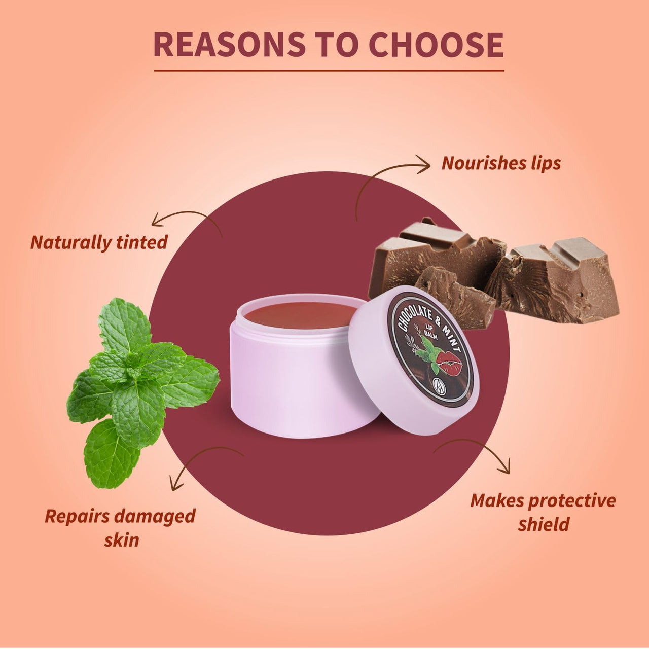 Ayouthveda Chocolate & Mint Lip Balm For Men & Women| A Nourishing Lip Balm with Vitamin E, Almond & Olive Oil | Heals Cracked & Undernourished Lips| Moisturizer For Chapped And Dry Lips|(10gm)