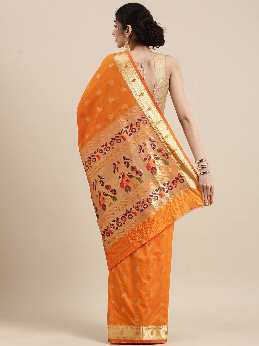 Pandadi Saree Women's  Paithani Silk Saree With Blouse Piece