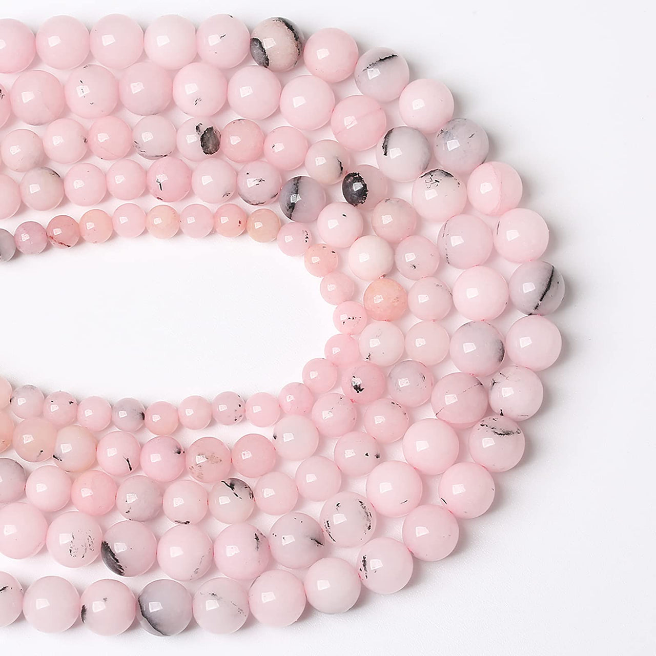 60pcs 6mm Natural Pink Opal Jades Stone Beads Round Loose Spacer Beads for Jewelry Making DIY Bracelets Crystal Energy Healing Power Stone (6mm, Pink Opal Stone)
