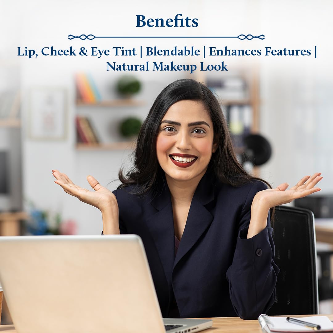 Blue Nectar Lip Tint Balm for Deep Wine Tinted Lips | Natural Beetroot Lip Balm Moisturizer for Dry Skin with Organic Ghee & Shea Butter | Long Lasting Hydrating Lip Tint (10g)