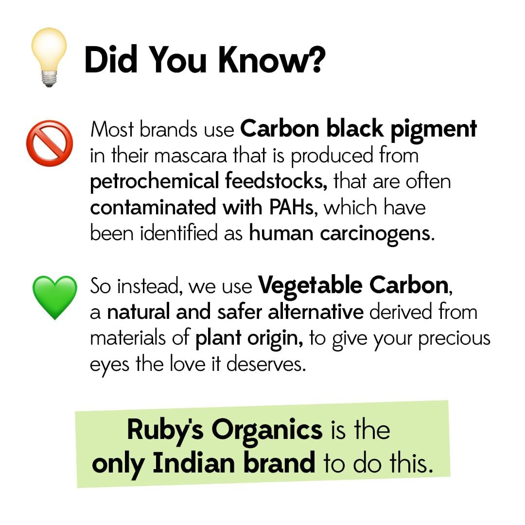 Ruby's Organics Mascara Black - Natural, Non-toxic, Long-lasting, Waterproof, Full-lift, Eye Makeup, Safe and Non-irritating Formula for Sensitive Eyes, Cruelty-Free, Paraben Free - Black, 6.5ml