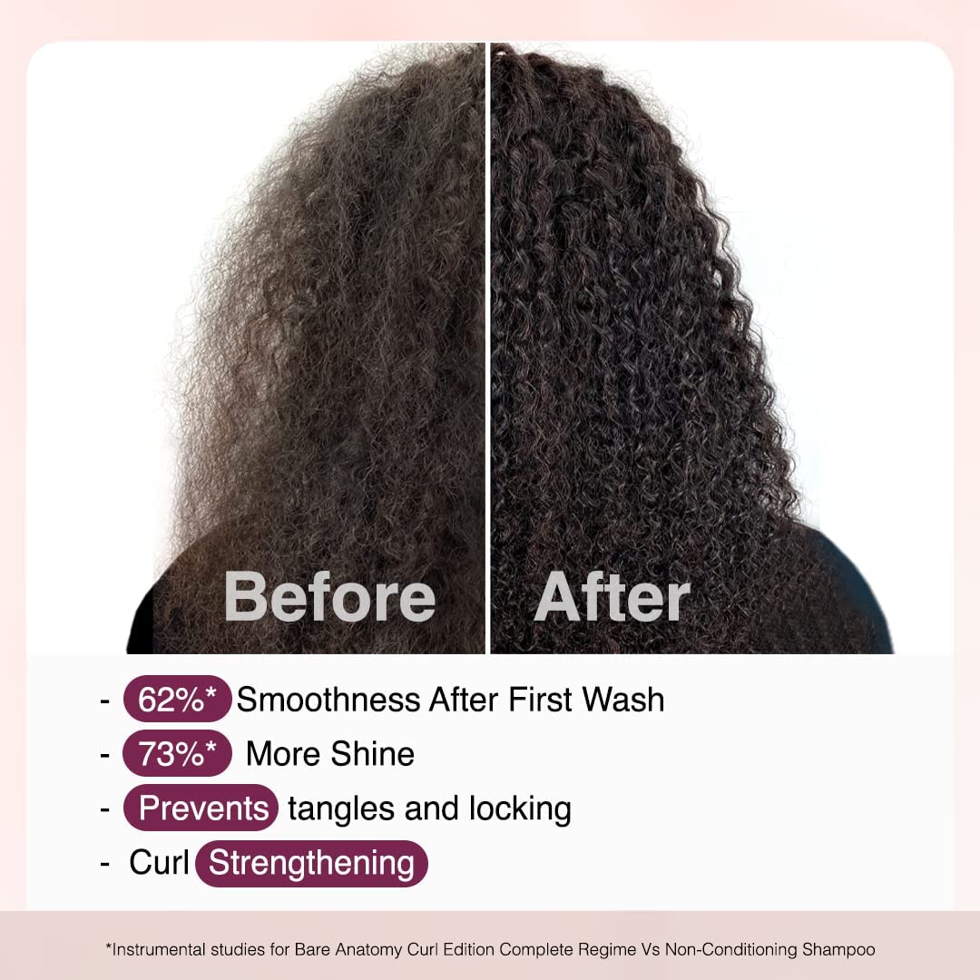 Bare Anatomy Curl Defining Gel | For Well Defined Shiny Curls | Curl Retention & 2X Frizz Protection For 48 Hours | Coconut Oil, Hyaluronic Acid & Castor Oil | Sulphate & Paraben Free | 140 ml