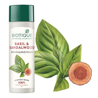 Biotique Bio Fruit Whitening/Brightening Lip Balm, 12g & Biotique Bio Basil and Sandalwood Refreshing Body Powder, 150g