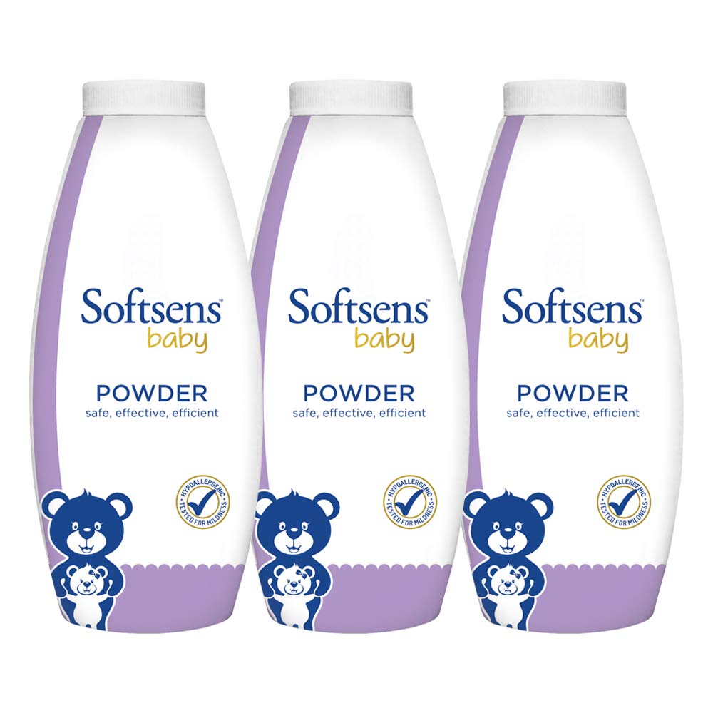 Softsens Baby Powder|Enriched with Patchouli & Olive|Soothes & Moisturises Baby’s Skin|Mild,Dermatologically Tested,Hypoallergenic & Paraben-Free|200g (Pack of 3)
