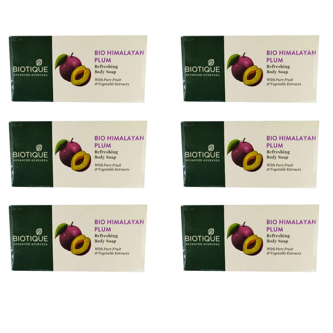 Biotique Each Combo Pack Contains 6 Himalayan Plum Soap Revitalizing Body Soap, 150g
