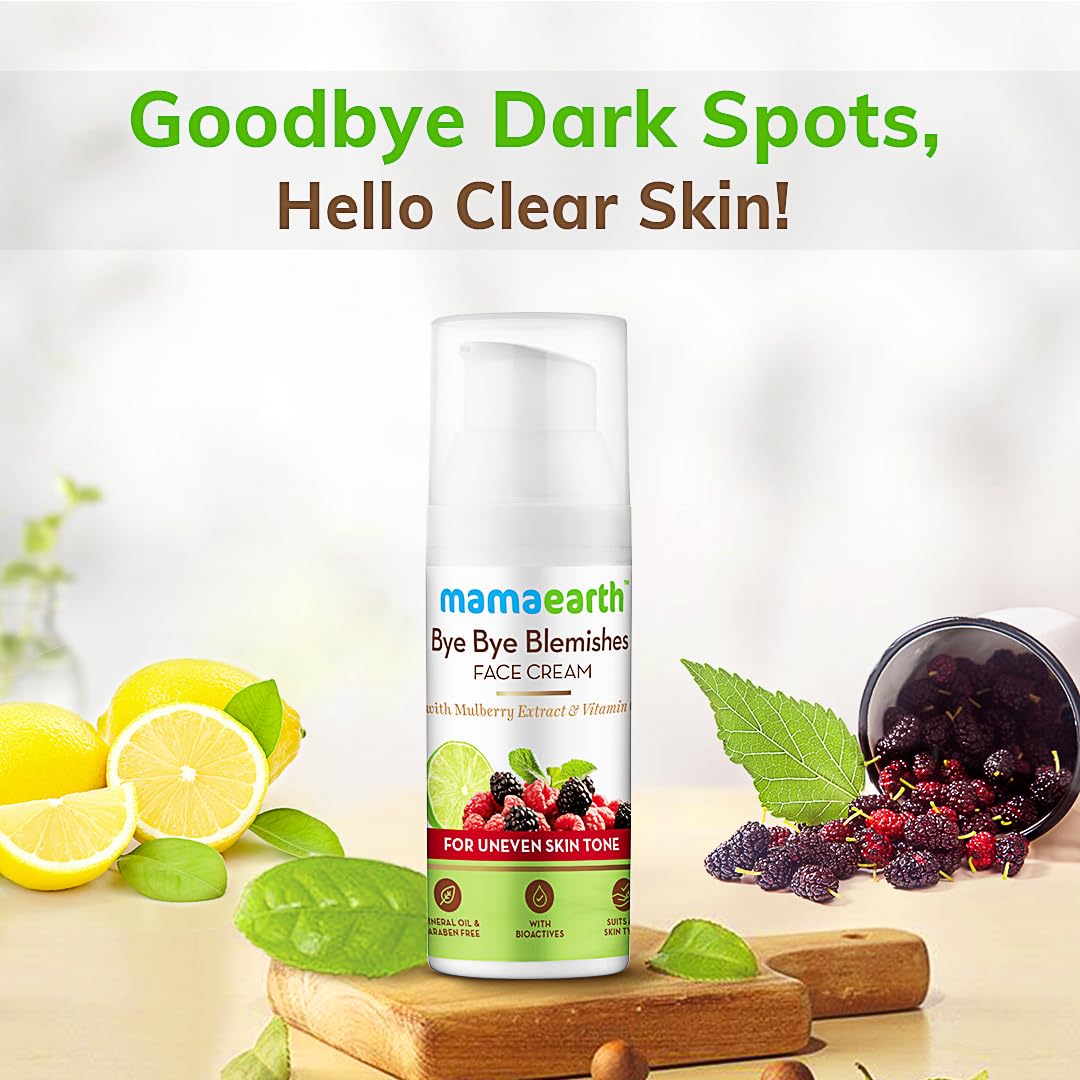 Mamaearth Bye Bye Blemishes* Face Cream, For Pigmentation & Blemish Removal, With Mulberry Extract & Vitamin C - 30ml