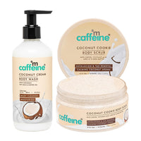 mCaffeine Tropical Coconut Cleanse & Detan Set for Glowing Skin| Mildly Cleanses, Exfoliates, Removes Tan| Coconut Body Wash - 300ml & Coconut Body Scrub - 175 g| Calming Coconut Aroma for Men & Women