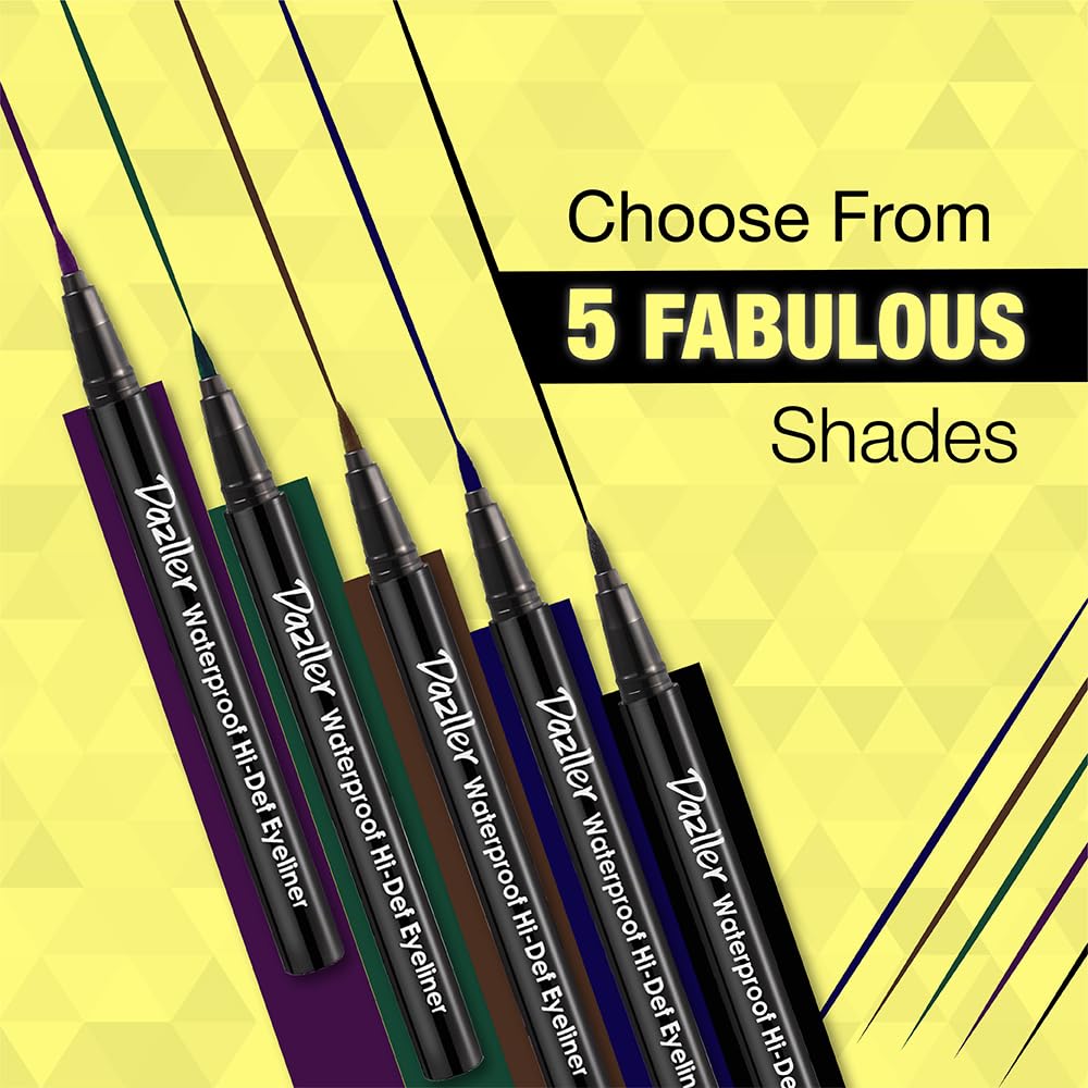 Dazller Hi-Def Eyeliner + Eyebrow Pencil |Velvet Matte|Water-Resistant|Smudge-Proof|Long Stay|Single Stroke|Precise Application|Black|1.1g + 1.5g