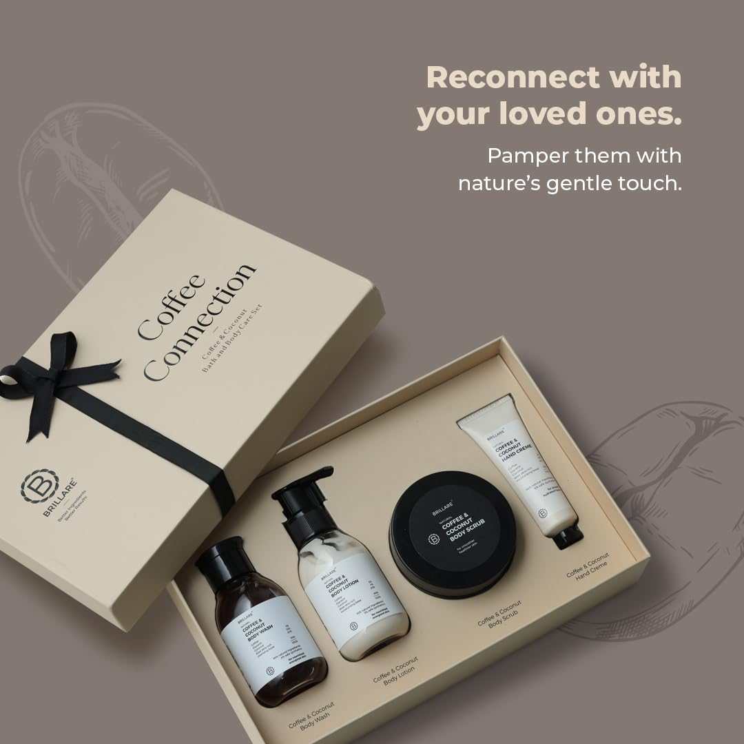 Brillare Coffee Connection Gift Box | Face Wash, Body Wash, Face Scrub, Body Scrub | Perfect Gift For Special Occasions (Pack of 4)