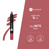 SUGAR Cosmetics Matte as Hell Lip Crayon | Lasts upto 8hrs | Water Resistent Lipstick for Women | 2.5gm - 07 Viola