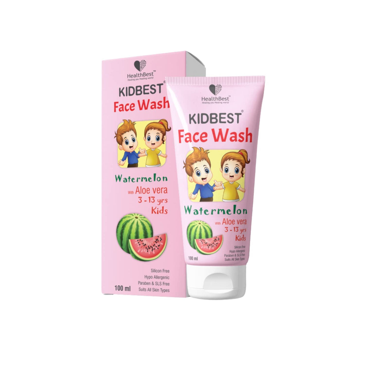 HealthBest Kids Face Wash (100ml) & Face Cream (50ml) – School Combo for Kids (3-13 Years) | Daily Skincare Essentials | Gentle, Hydrating & Safe