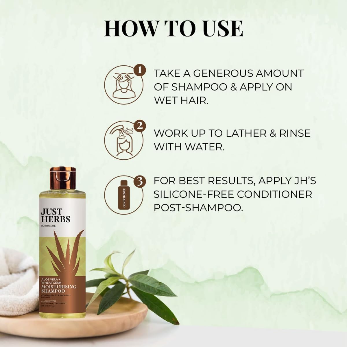 Just Herbs Ayurvedic Silky Strength Anti Dandruff & Hairfall Shampoo For Men & Women - Suitable For Dry Hair Scalp, Sulphate & Paraben Free 200 Ml