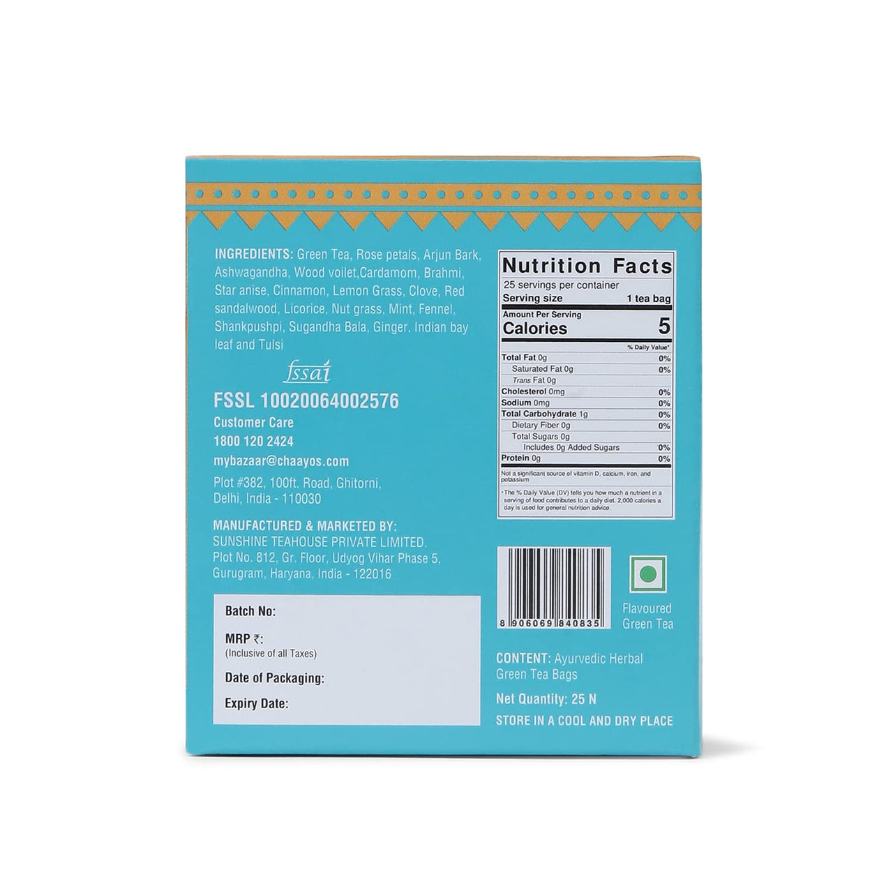 Chaayos Ayurvedic Herbal Tea (God's Chai) Tea Bags-25 Pyramid Tea Bags | Contains 21 Natural Ayurvedic Herbs | Ayurvedic herbal tea for immunity | 100% Natural Immunity Booster | Detox Tea | Green Tea | Tea