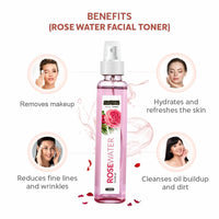 INDUS VALLEY Fresh Rose Water with Sandalwood Face Pack and Multani Mitti Powder | Healing Clay | Bentonite clay - For Face and Skin Care (250ml,200g + 200g=400g)