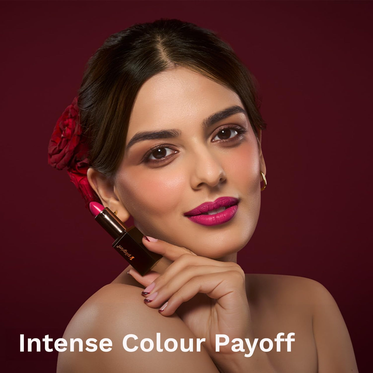 Pilgrim Matte Me Up Bullet Lipstick 4.2g | Creamy, Lightweight, Bold, Non Drying | SPF 30 | Enriched With Hyaluronic Acid & Spanish Squalane | Lipstick for dusky skin tone | Forbidden Pink-13